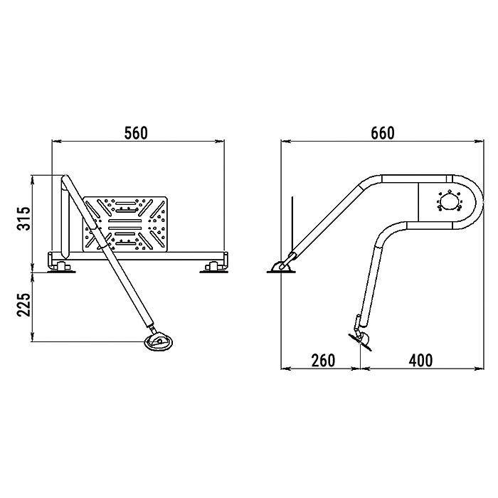Стойка рулевая с креплением на баллон надувной лодки 25мм в Евпатории