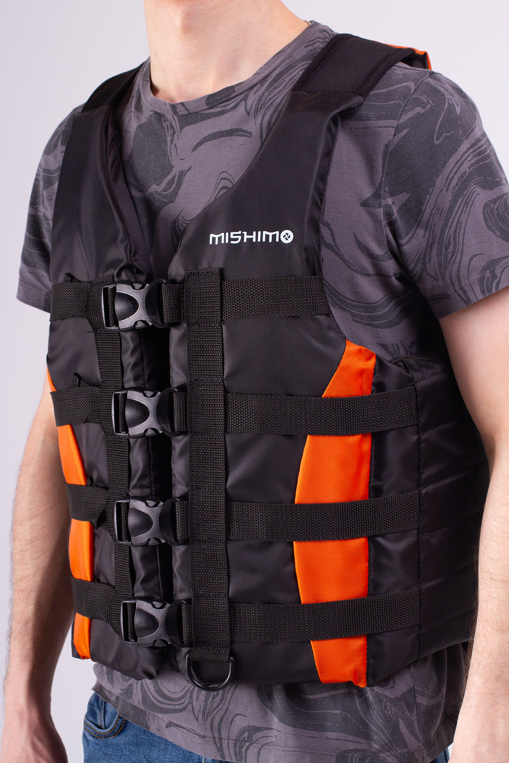 Жилет спасательный MISHIMO PRO Премиум качества Черно-оранжевый в Евпатории